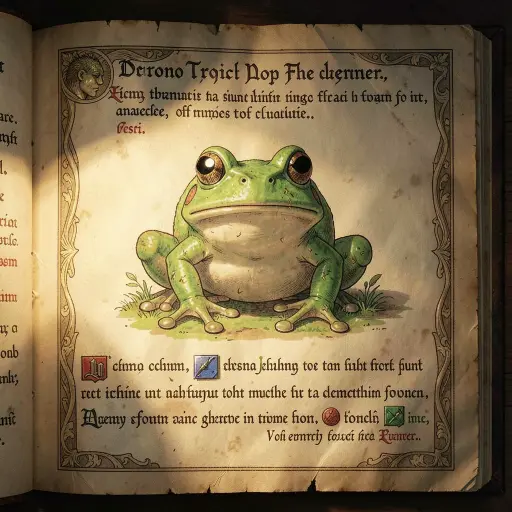 Frog from Chrono Trigger, illuminated manuscript, FLUX.2