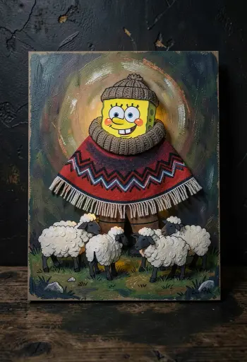 SpongeBob herding sheep, paper cut, FLUX.2
