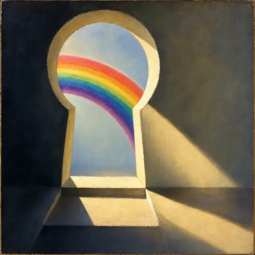 Chalk rainbow through a keyhole, fauvist, Qwen-Image 2.1