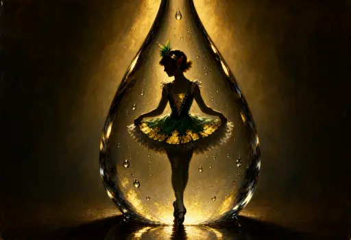 Sprite in a raindrop, luminist painting, Qwen-Image 2.1
