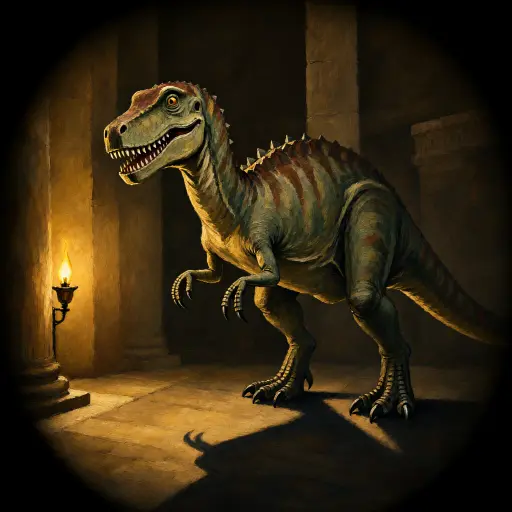 Dinosaur at a job interview, expressionist, Qwen-Image 2.1