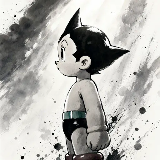 Astro Boy in profile, ink and wash, Qwen-Image 2.1