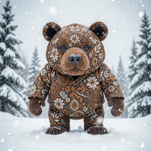 Baloo in a snowstorm, batik, FLUX.2