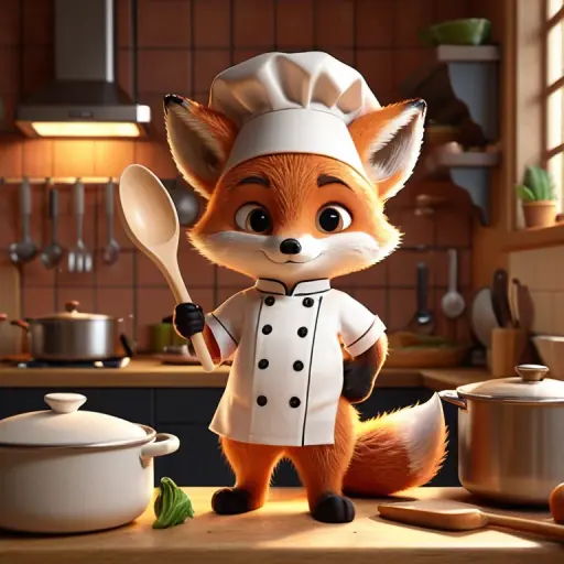 Baby fox chef, Stable Diffusion XL
